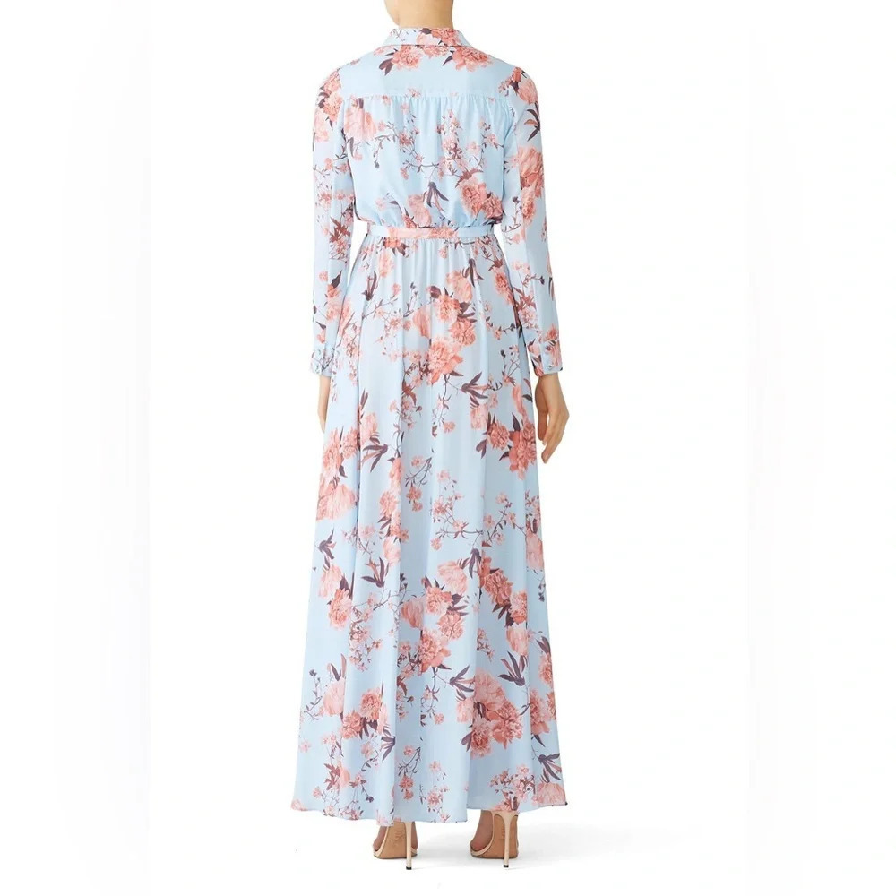 Fame and Partners - The Orianna Maxi - Blue Floral Long sleeve Dress- US 0 - RTR - Picture 3 of 12